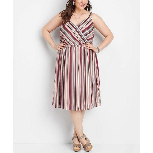 Maurices Dresses & Skirts - Maurices Striped Mid Length Dress Multi-Color Women's Plus Size 3 3X H14731